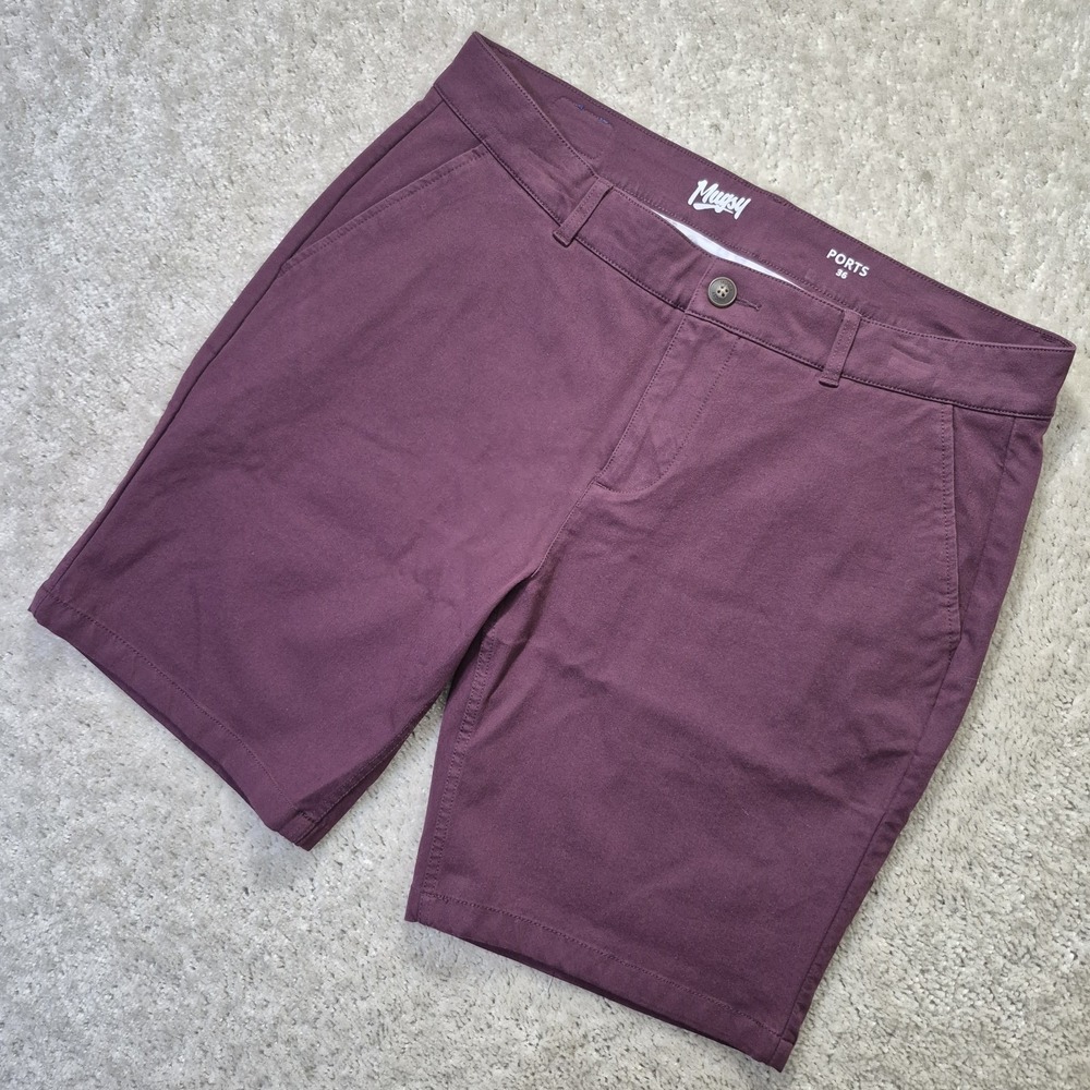 Mugsy Ports Chino Shorts Mens 36 Burgundy Red Stretch Comfort Preppy Golf Casual